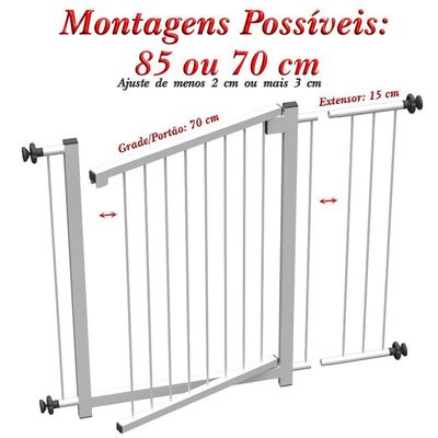 Grade Portão Pet Bebê Divisor Ambiente 68 E 88 Cm - Branco