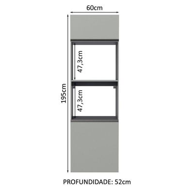 Torre Quente 60 Cm 2 Portas 2 Nichos Suspensa Cinza