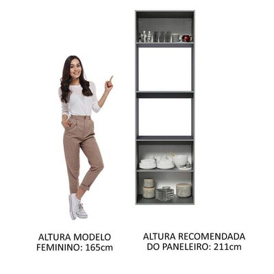 Torre Quente 60 Cm 2 Portas 2 Nichos Suspensa Cinza