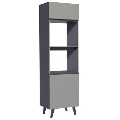 Torre Quente 60 Cm 2 Portas 2 Nichos Cinza Nice Cinza