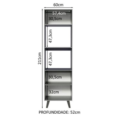 Torre Quente 60 Cm 2 Portas 2 Nichos Cinza Nice Cinza