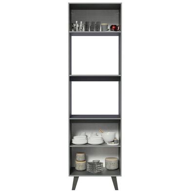 Torre Quente 60 Cm 2 Portas 2 Nichos Cinza Nice Cinza