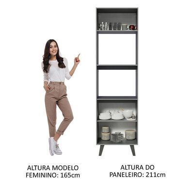 Torre Quente 60 Cm 2 Portas 2 Nichos Cinza Nice Cinza