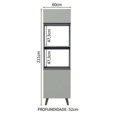 Torre Quente 60 Cm 2 Portas 2 Nichos Cinza Nice Cinza