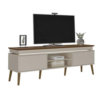 Rack Pinho/Off White Tv De Até 75" Fio Led Madeira