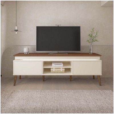 Rack Pinho/Off White Tv De Até 75" Fio Led Madeira