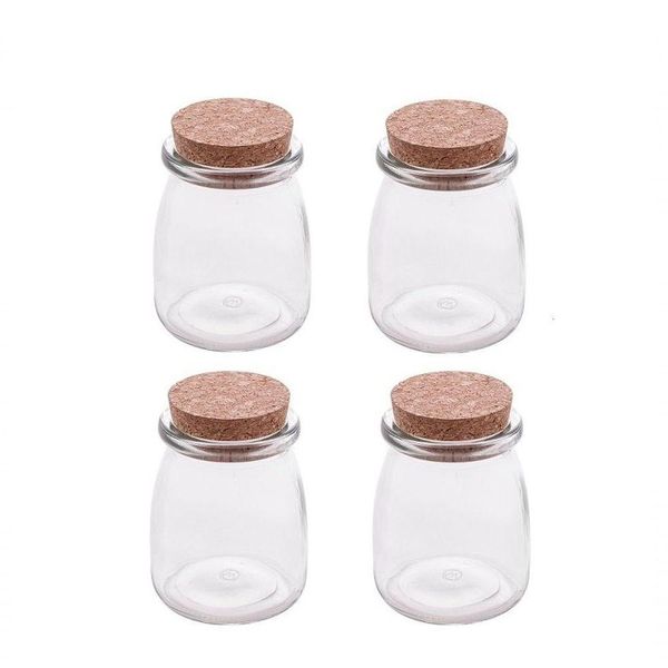 Conjunto 4 Porta Mantimentos Vidro 190ml Rolha 1990 - Lyor