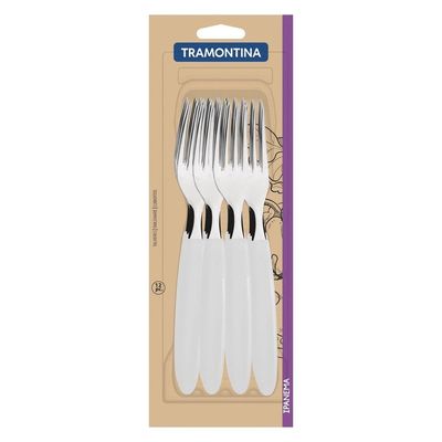 Conjunto De Garfos De Mesa Ipanema Com Lâminas Em Aço Inox E Cabos De Polipropileno Branc