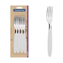 Conjunto De Garfos De Mesa Ipanema Com Lâminas Em Aço Inox E Cabos De Polipropileno Branc