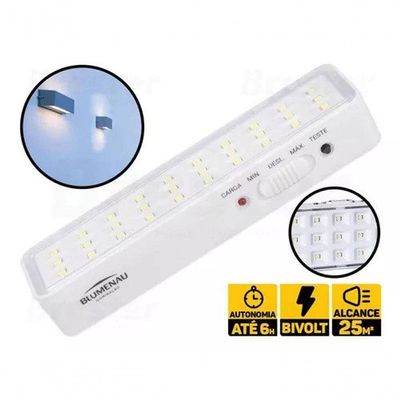 Luminaria Emergencia Blumenau 30 Leds 1w Branco - Bivolt