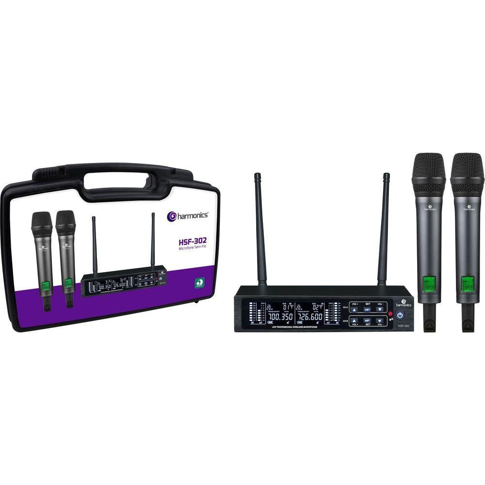 Microfone Sem Fio Harmonics Hsf-300 Duplo