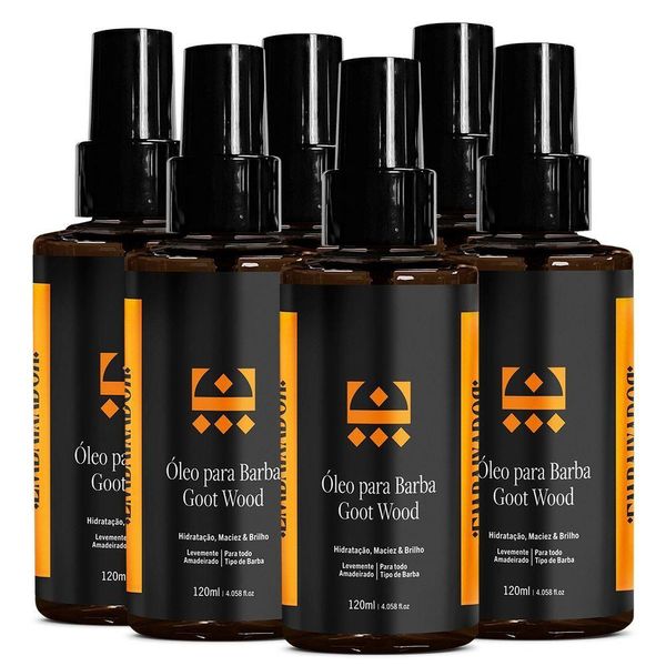 Kit 6 óleo Hidratante Para Barba Goot Wood Embaixador 120ml