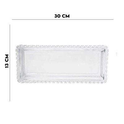Travessa Retangular De Cristal Coração Lyor 30x13cm
