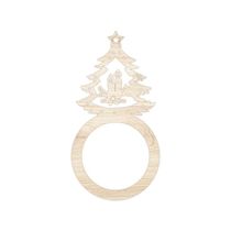 Porta Guardanapo árvore De Natal Kit Com 4 Peças 4,5cmx8,5cm - Cria Arte Laser Madeira Clara