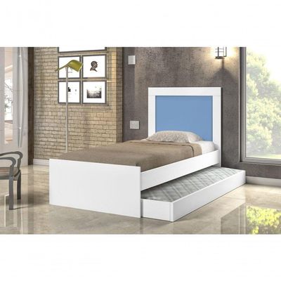 Bibox Lunis Solteiro Branca E Azul Com Auxiliar