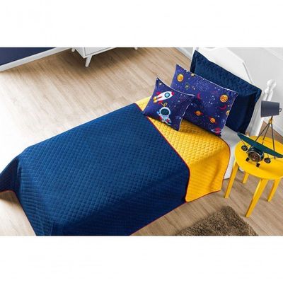 Cobre Leito Astronauta Solteiro 5 Pecas - Azul-amarelo
