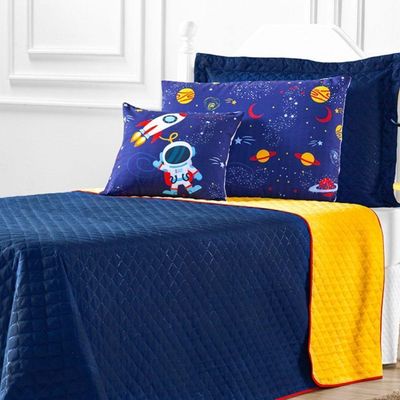 Cobre Leito Astronauta Solteiro 5 Pecas - Azul-amarelo
