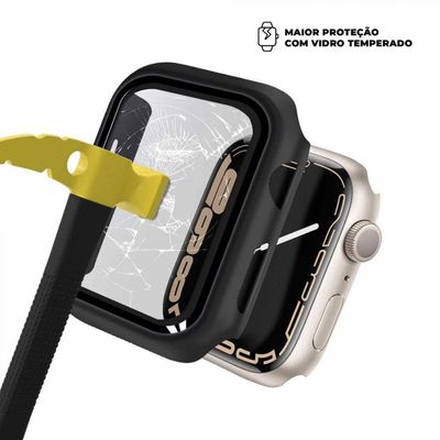 Case Para Apple Watch 45Mm (Series 7) - Armor + Película Integrada Na Case - Preta - Gshield