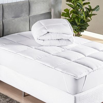 Protetor De Colchão Macio Pillow Top Casal Padrão Scartec Micropercal 200 Fios - Branco