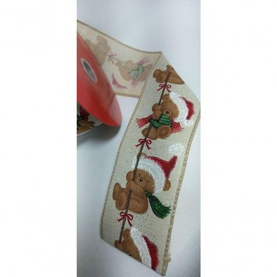 Fita Decorativa Bege Com Estampa De Urso