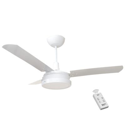 Ventilador Luz Led Branco 110V 3 Pás Brancas E Controle 110V