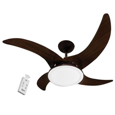 Ventilador Led Carvalho Marrom Café 4 Pás 110V 110V