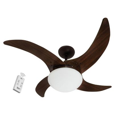 Ventilador Carvalho 4 Pás 110V Marrom Café E Controle Remoto 110V
