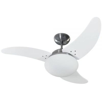 Ventilador Solano Aço Escovado 110V 3 Pás Brancas 110V