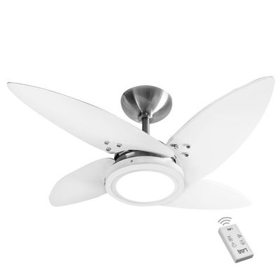 Ventilador Led Paris Escovado 4 Pás Brancas 220V E Controle 220V