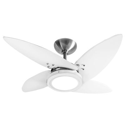 Ventilador Led Paris Alumínio Escovado 4 Pás Brancas 220V 220V