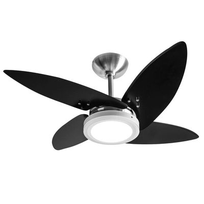 Ventilador Led Paris Alumínio Escovado 4 Pás Pretas 110V 110V