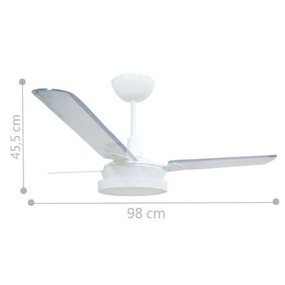 Ventilador Luz Led Branco 110V 3 Pás E Controle 110V
