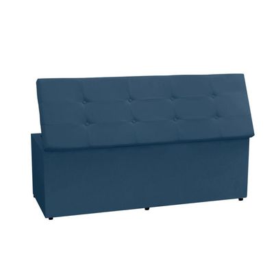 Calçadeira Recamier Baú Solteiro 0,90m Berlim Suede Azul Marinho - Pallazio