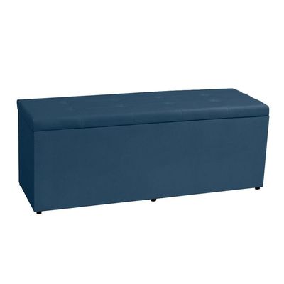 Calçadeira Recamier Baú Solteiro 0,90m Berlim Suede Azul Marinho - Pallazio