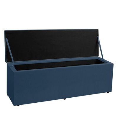 Calçadeira Recamier Baú Solteiro 0,90m Berlim Suede Azul Marinho - Pallazio