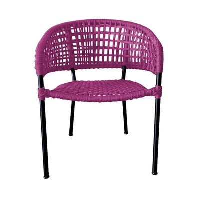 Cadeira Sol Corda Náutica Base Em Alumínio Preto-rosa - Cor: Rosa