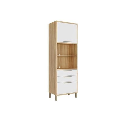 Torre Quente De Cozinha Syrah Com 2 Portas E 2 Gavetas 74x225m Amendoa-off White - Ronipa
