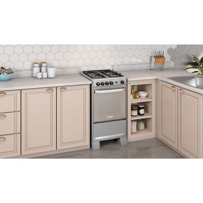 Fogão Select Suggar Prata Mesa Inox 4 Queimadores FGISL410PRIX Inox Bivolt