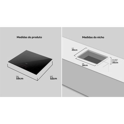 Cooktop De Indução 4 Bocas Preto Com Trava De Segurança Dako Supreme Preto 220v