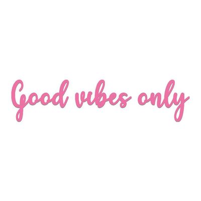 Arte Good Vibes 60cmx14cm - Cria Arte Laser Rosa