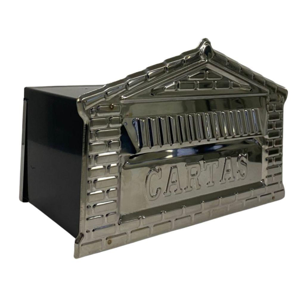 Caixa De Correios Tijolinho Frente E Tampa Traseira Inox Pequena 12x25x12cm Cromado
