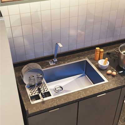 Conjunto Cuba 80x40 Bancada Calha Escorredor Inox