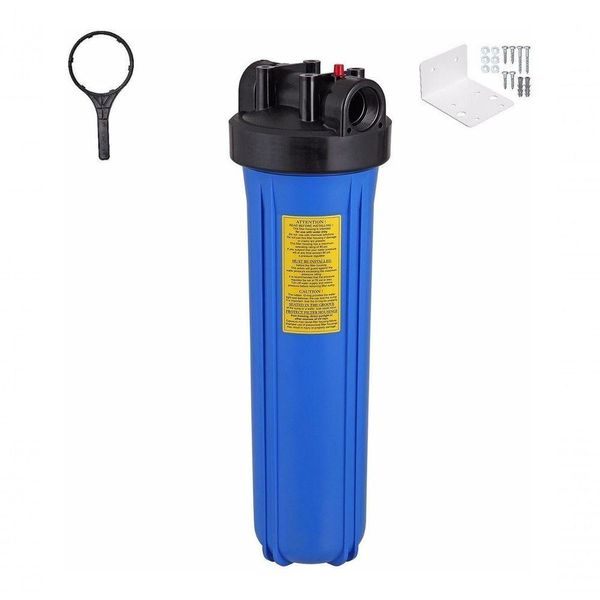 Kit Carcaça Filtro Big Blue Bbi 20 X 4,5 Com Chave E Suporte Cor Azul Rosca 1"