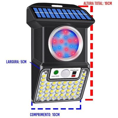 Luminaria Solar Refletor Balizador Spot Controle Sensor