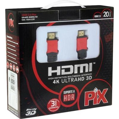 Cabo Hdmi 2.0 4K 19P Com Filtro 20M Pix