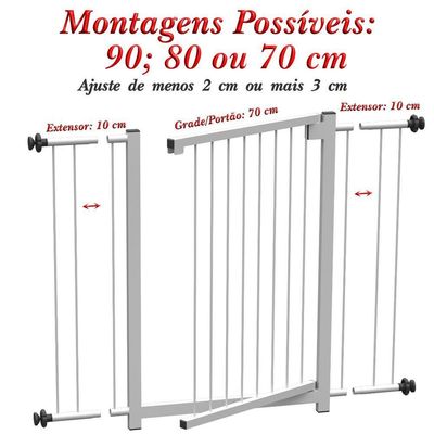 Grade Portão Pet Bebê Divisor Ambiente 90 Cm Branco