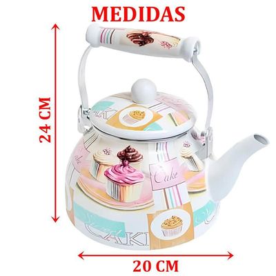 Chaleira Esmaltada Bico De Ganso Retrô Cake Vintage De 2,5l