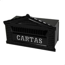 Caixa De Correio Tijolinho Popular 12x25 Para Muro Preta com cinza