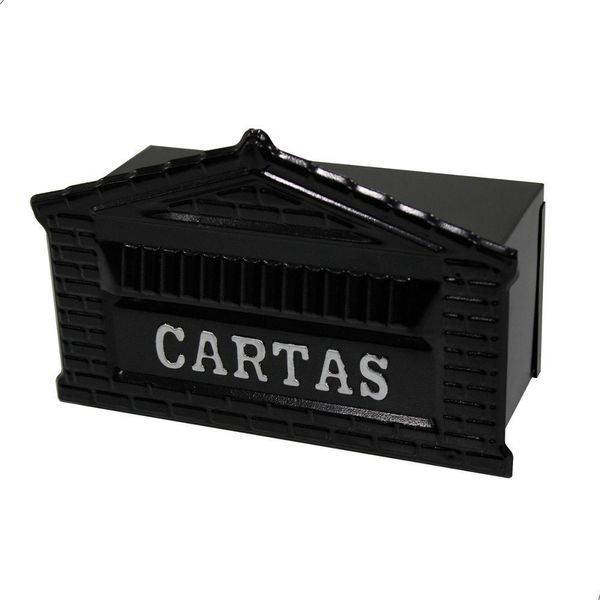 Caixa De Correio Tijolinho Popular 12x25 Para Muro Preta com cinza