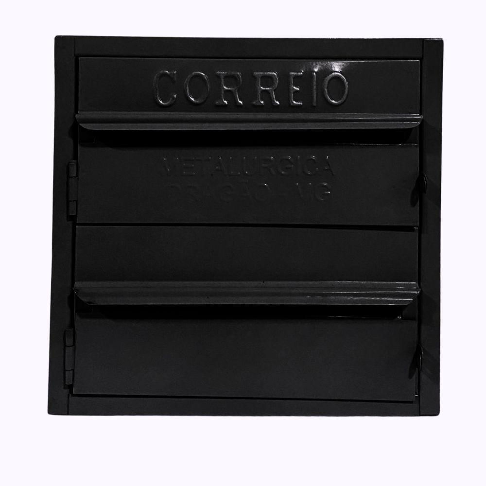 Caixa De Correios Condomínio 2 Módulos Tamanho 15x28x28cm Aço Preto
